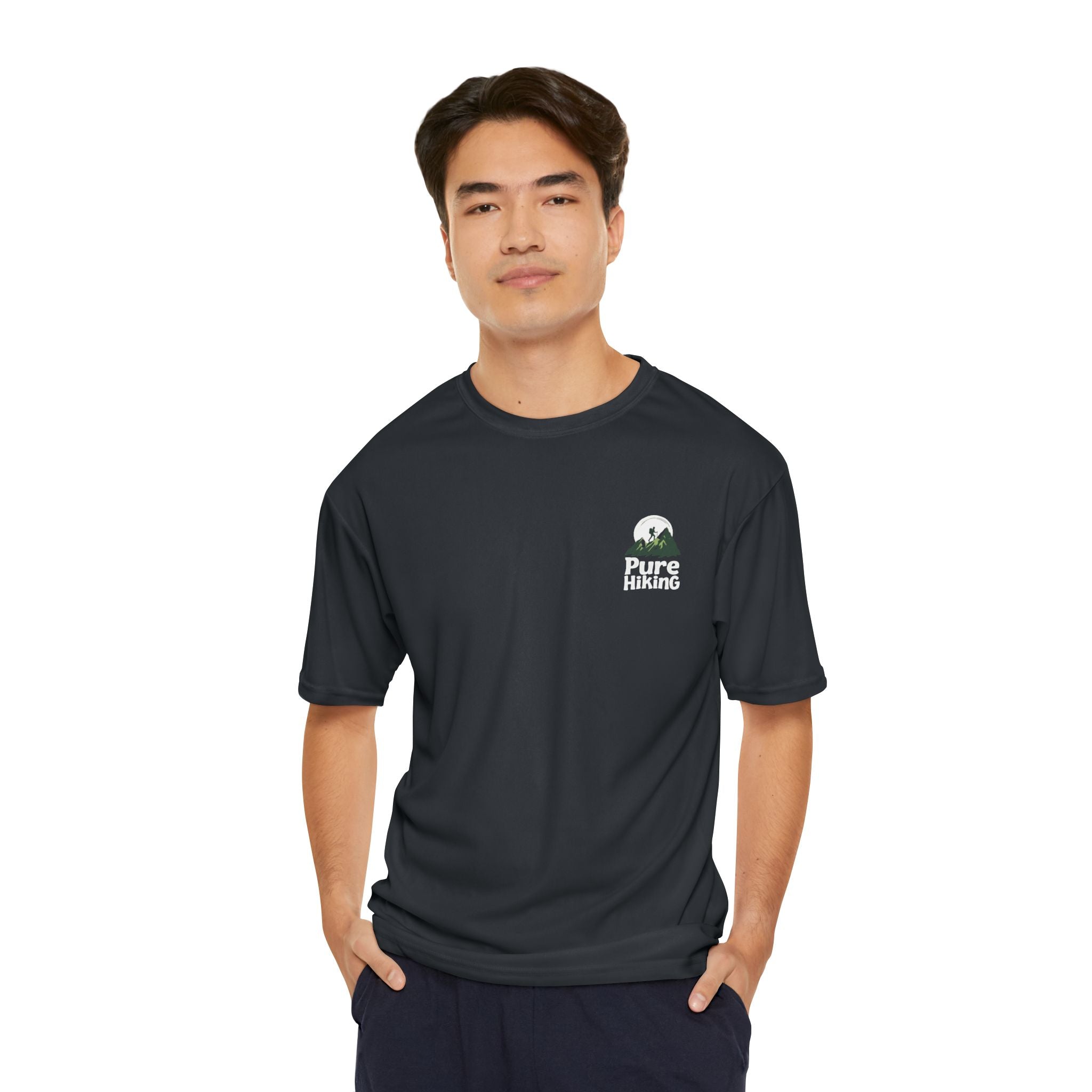 Hiking T-Shirt — "Pure Hiking" Performance Tee with Mountain Moon Graphic