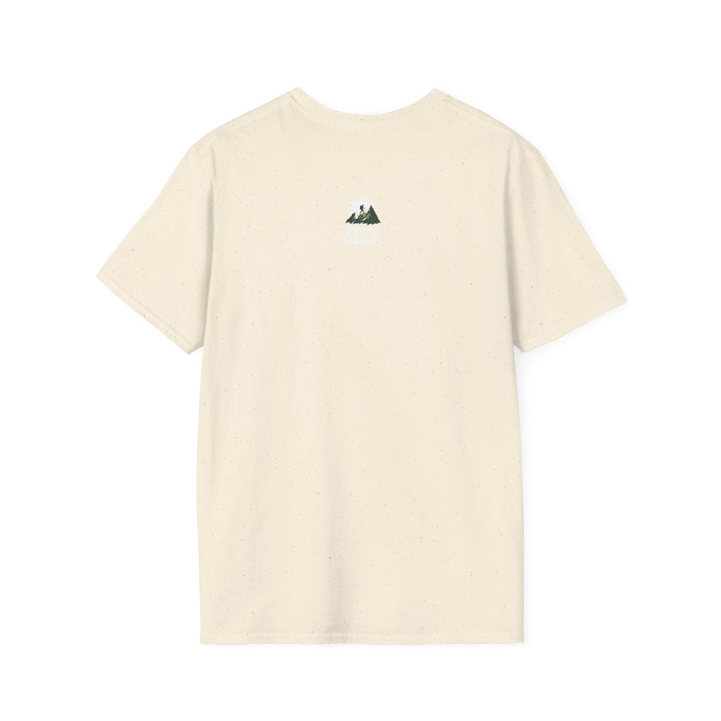 Trail Hiker Beer Badge T-Shirt — “Happy Trails, Tasty Ales” Outdoor Hiking Tee