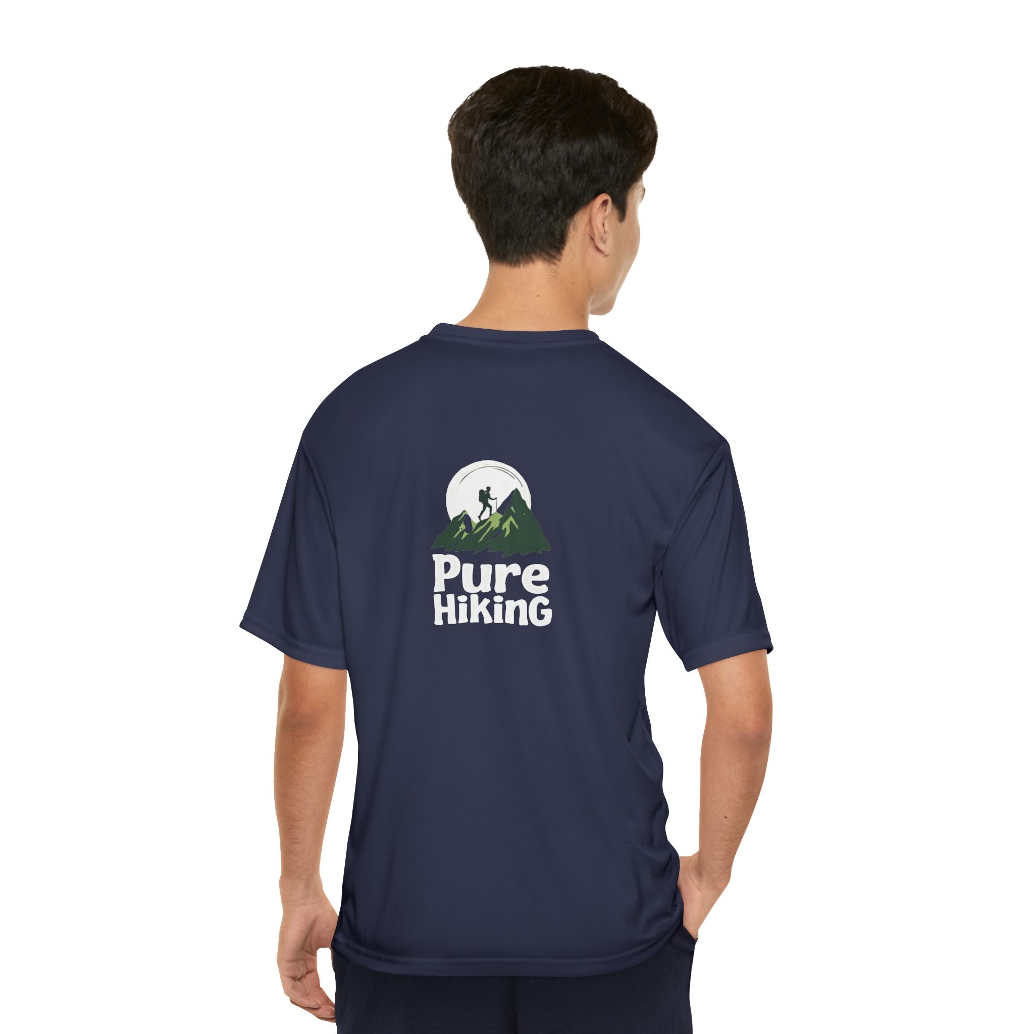 Hiking T-Shirt — "Pure Hiking" Performance Tee with Mountain Moon Graphic