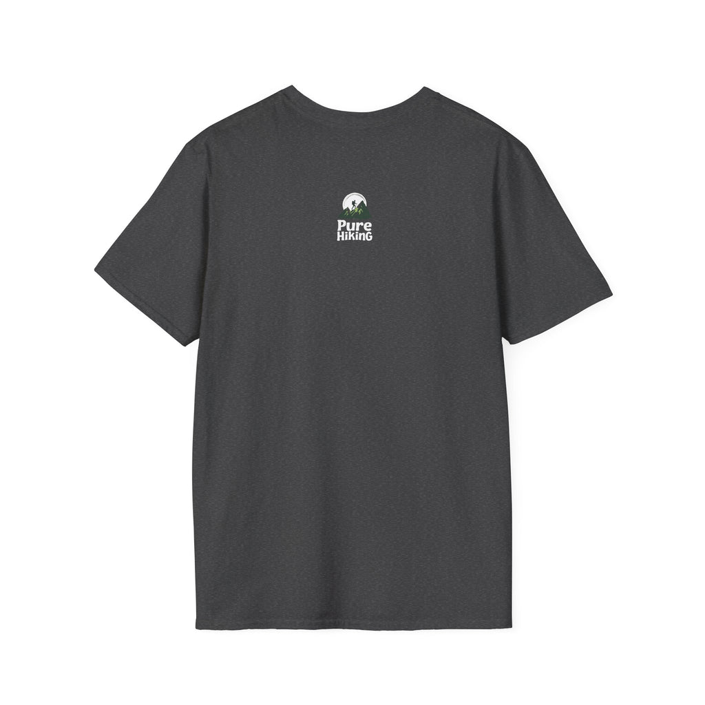 Trail Hiker Beer Badge T-Shirt — “Happy Trails, Tasty Ales” Outdoor Hiking Tee