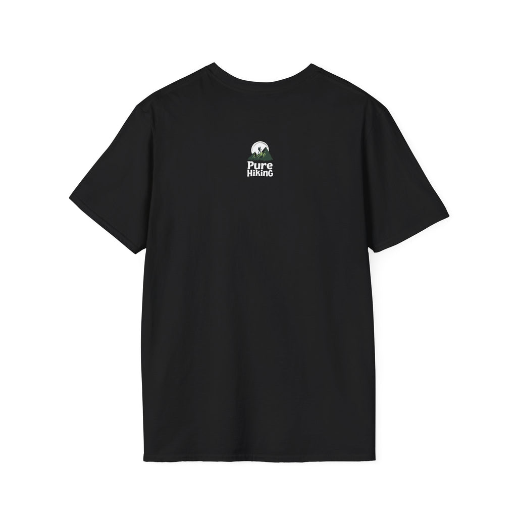 Trail Hiker Beer Badge T-Shirt — “Happy Trails, Tasty Ales” Outdoor Hiking Tee
