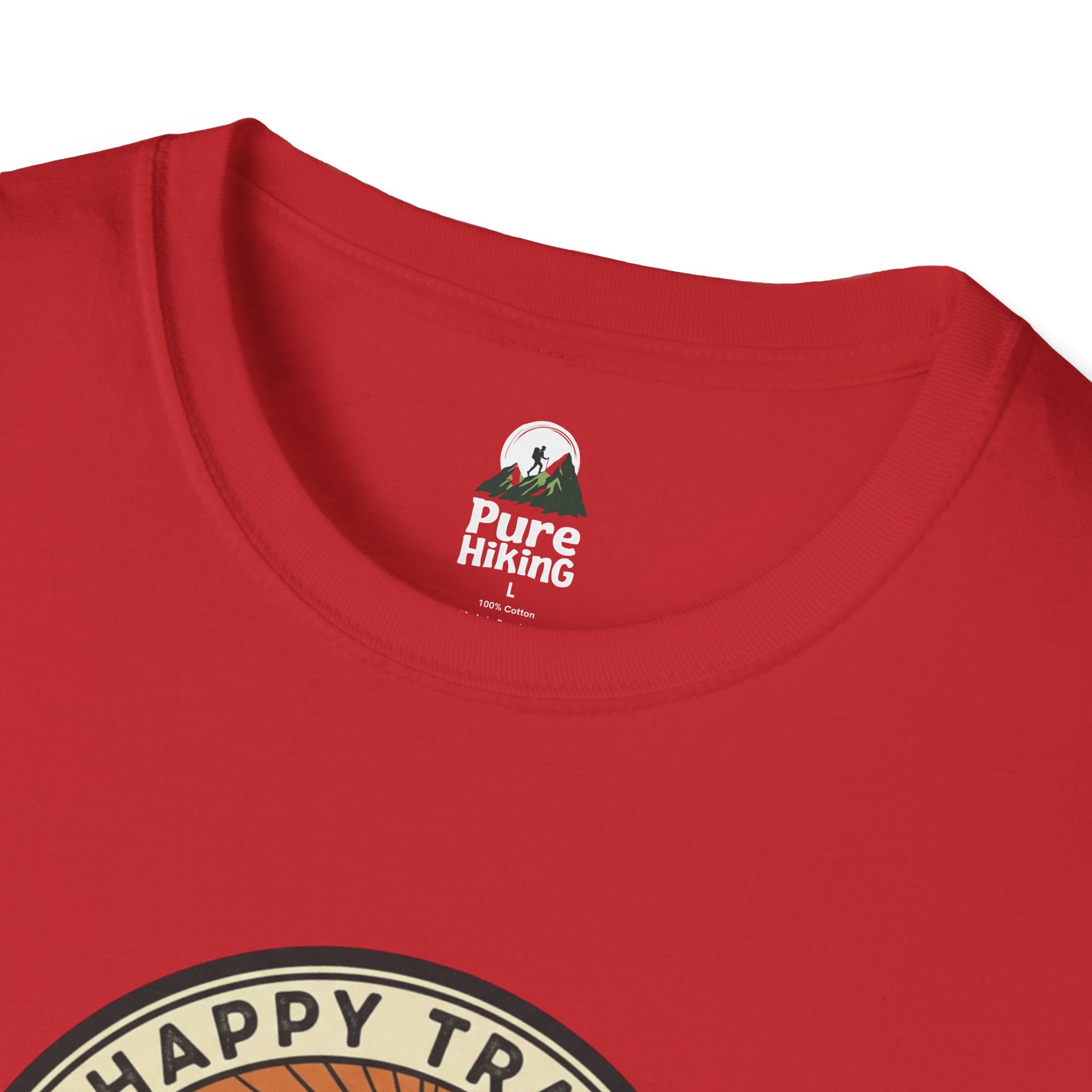 Trail Hiker Beer Badge T-Shirt — “Happy Trails, Tasty Ales” Outdoor Hiking Tee