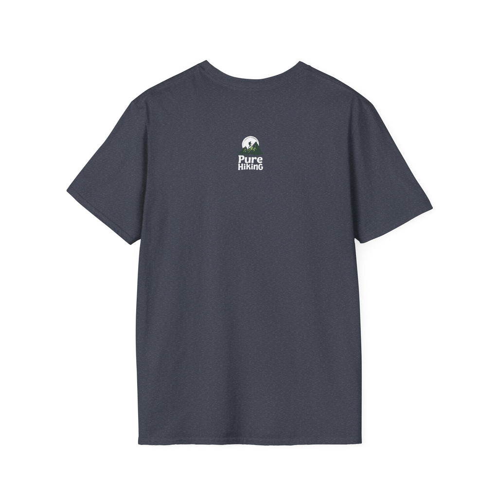 Trail Hiker Beer Badge T-Shirt — “Happy Trails, Tasty Ales” Outdoor Hiking Tee