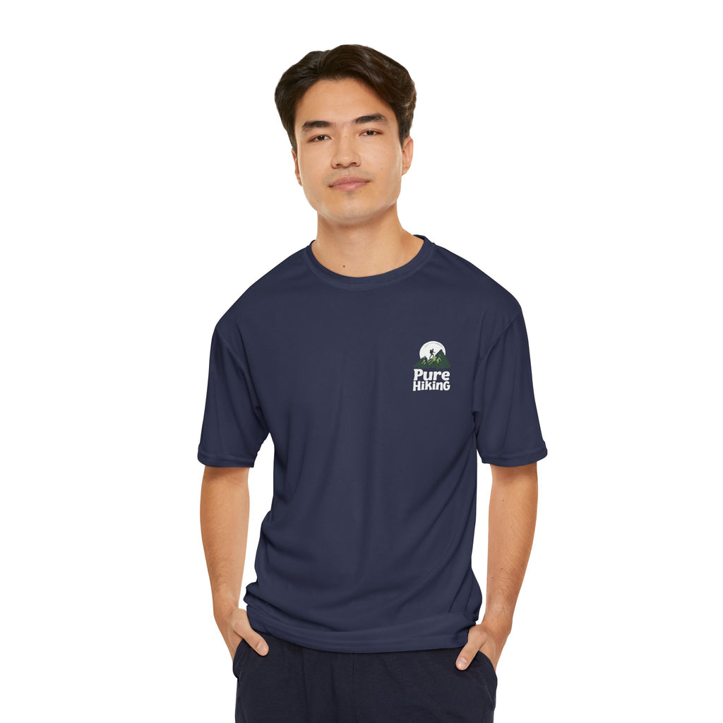 Hiking T-Shirt — "Pure Hiking" Performance Tee with Mountain Moon Graphic