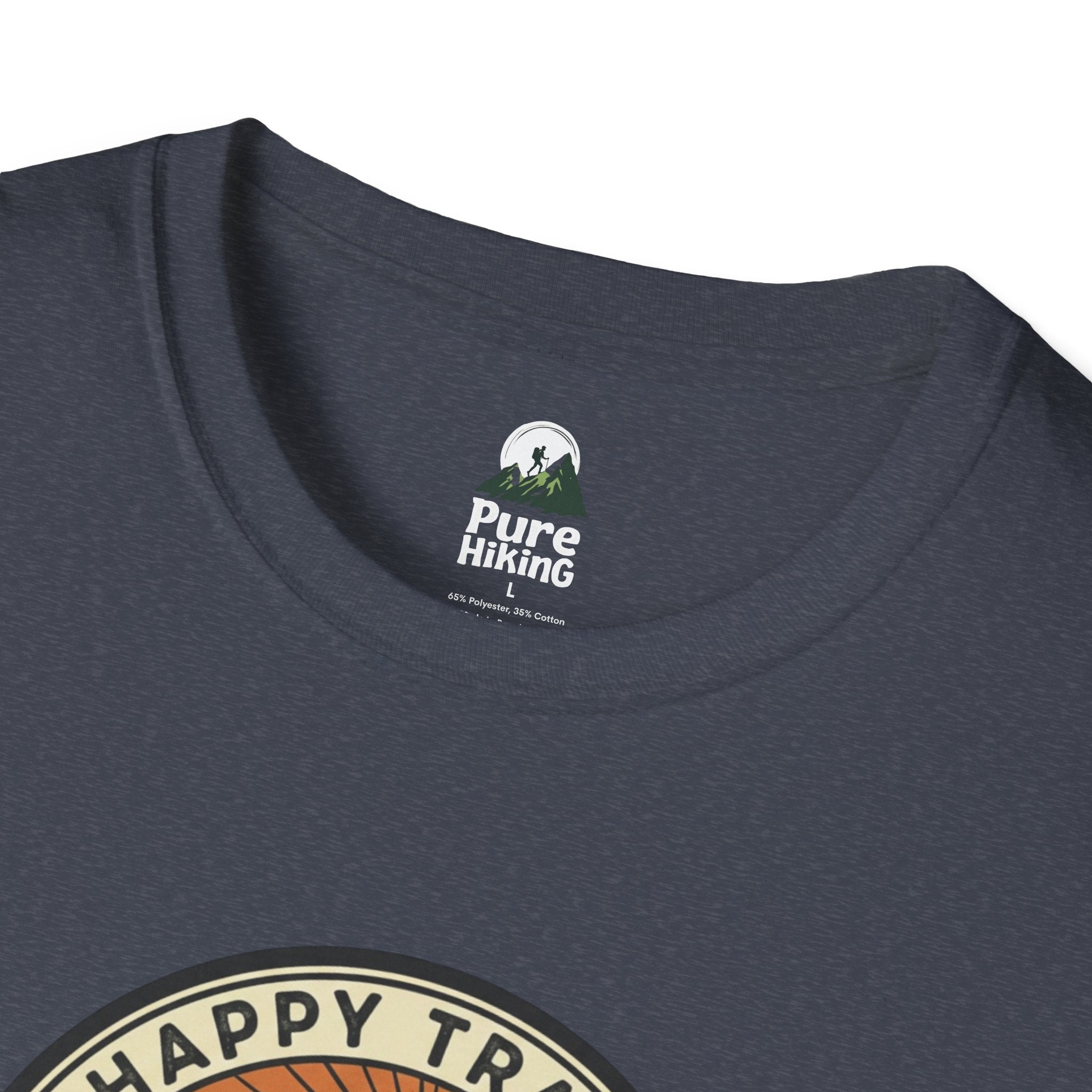 Trail Hiker Beer Badge T-Shirt — “Happy Trails, Tasty Ales” Outdoor Hiking Tee
